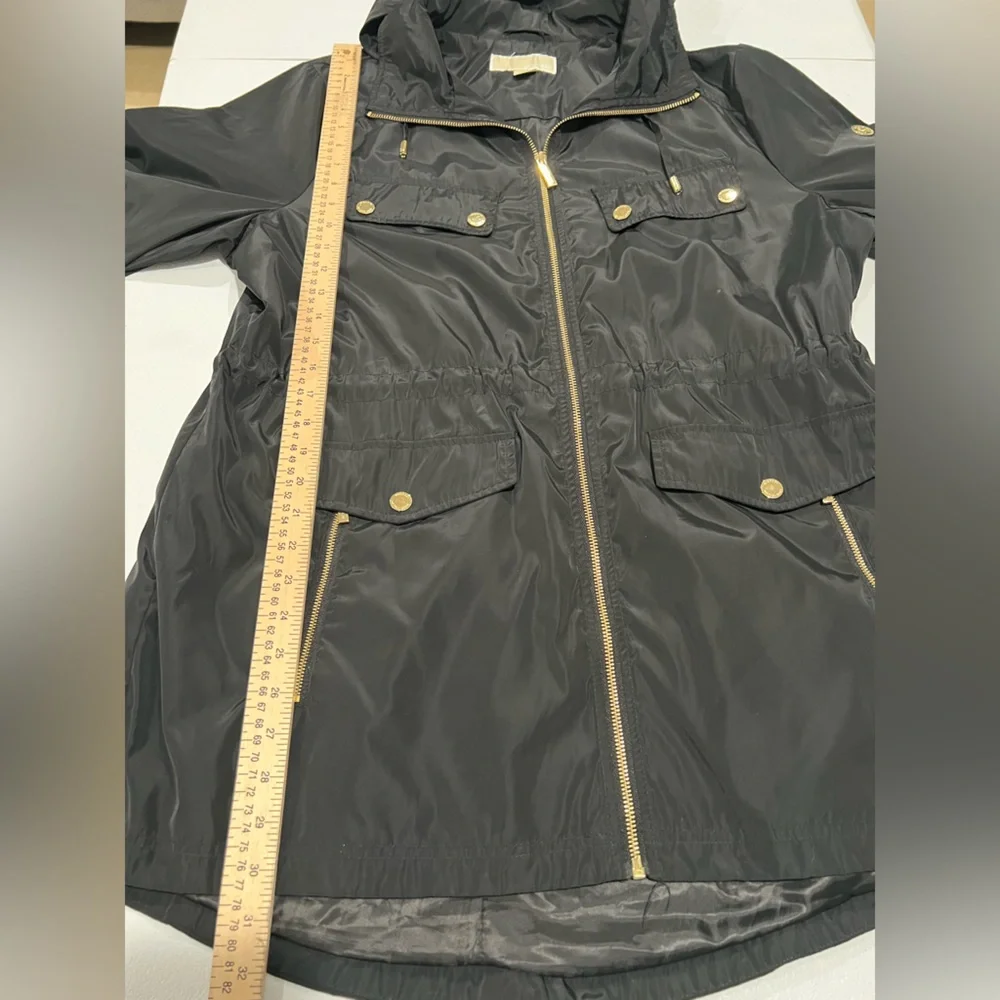 MICHAEL KORS Women's MK Trench Coat with Hood Black Polyester Gold
Logo Size XL - Picture 6 of 9